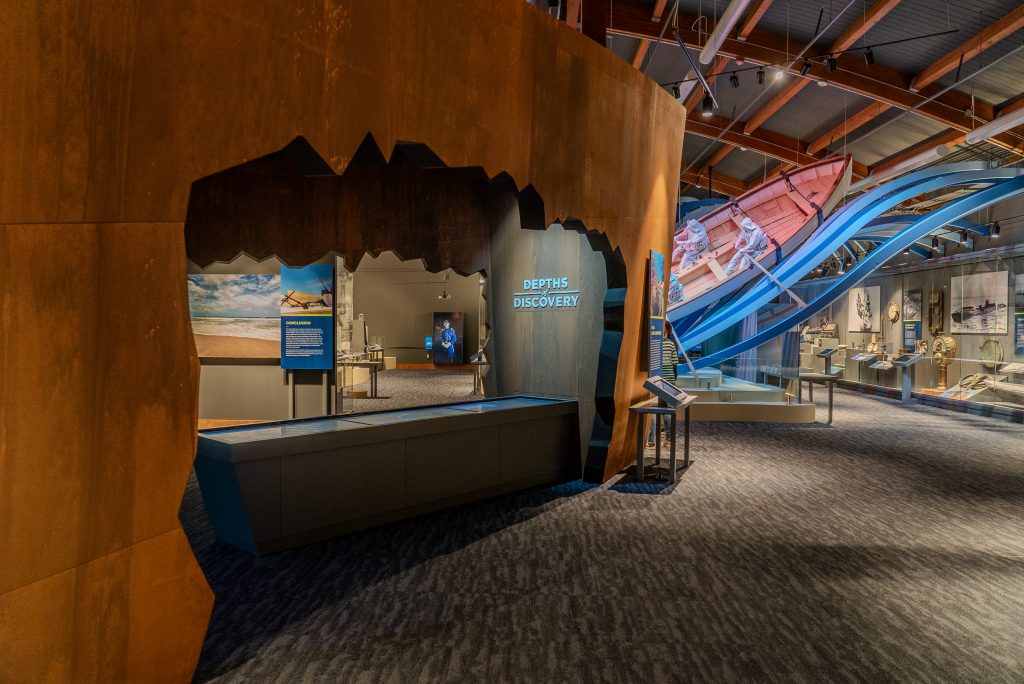 A large display inside the Graveyard of the Atlantic Museum